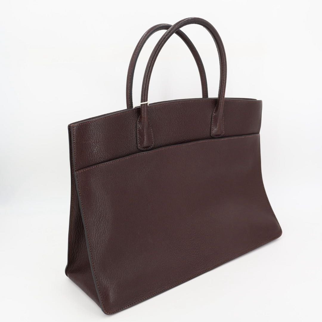 Hermes Tote White Bus GM Leather Brown