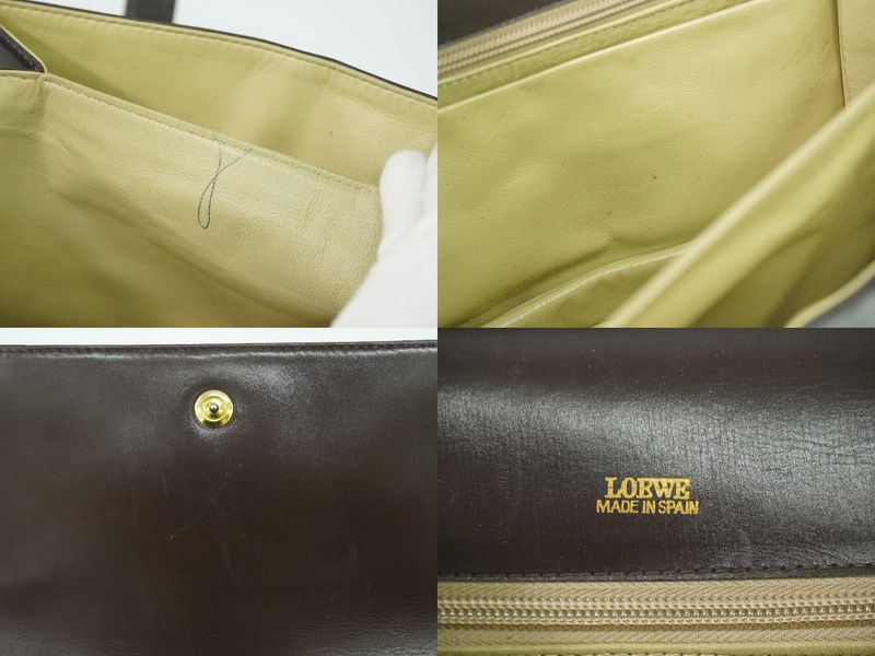 Authentic Loewe Anagram Handbag Leather Brown Anagram Bag Pre-owned [follow-up