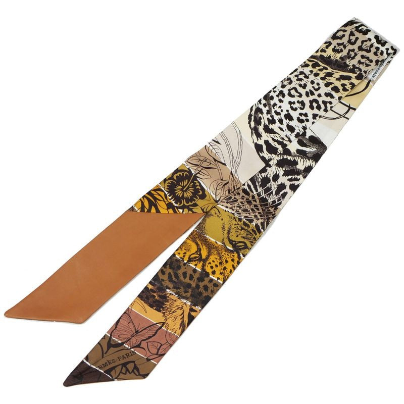 Hermes Twilly-jungle Love Rainbow Silk Leather Sheepskin Scarf Accessory