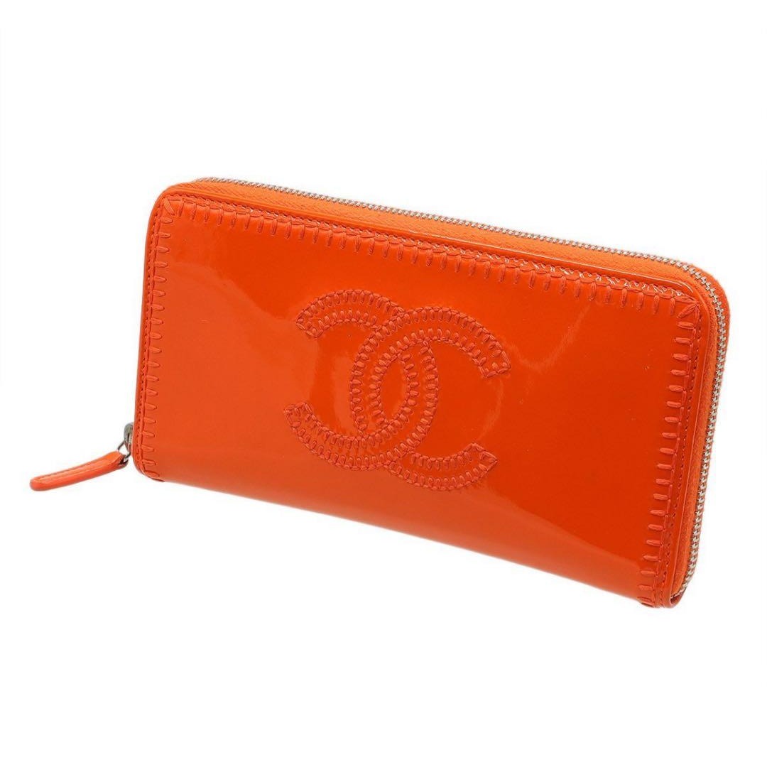 Chanel Patent Leather Coco Mark Round Zipper Long Wallet — view 3