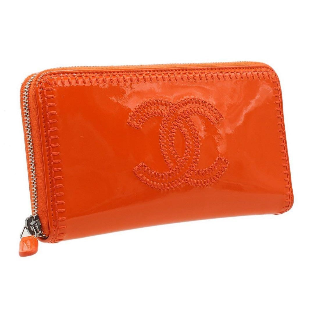 Chanel Patent Leather Coco Mark Round Zipper Long Wallet — view 4