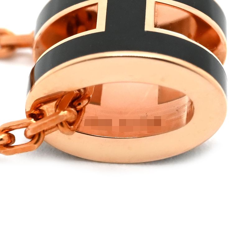 Hermes Necklace Pop Ash Mini Pendant GP Lacquer Black and Rose Gold Pink Gold H
