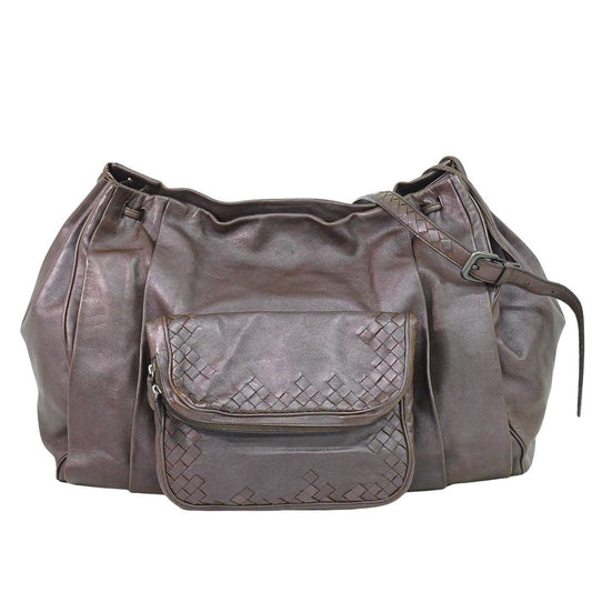 Bottega Veneta Intrecciato Shoulder Bag Pochette Leather Brown