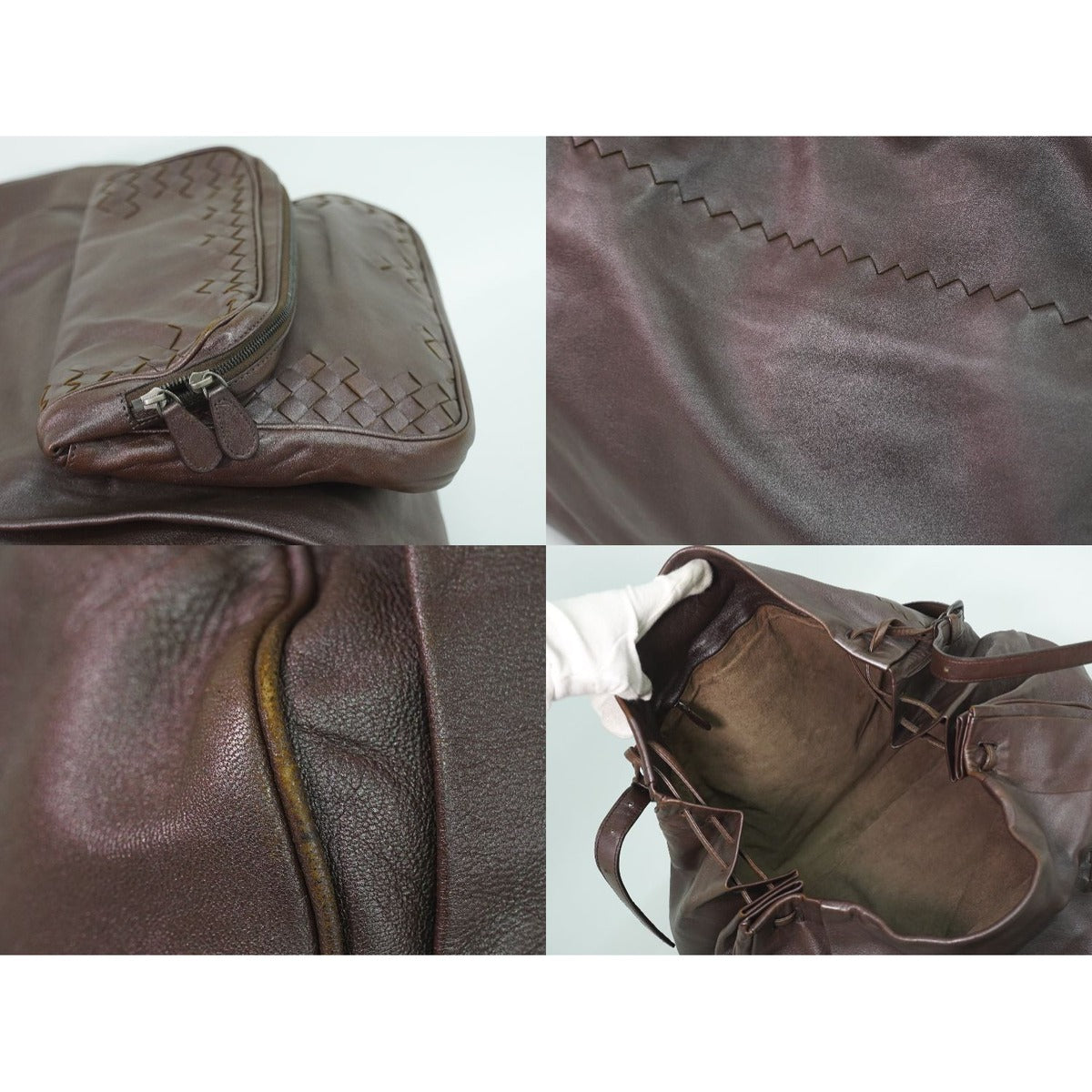 Bottega Veneta Intrecciato Shoulder Bag Pochette Leather Brown — view 8
