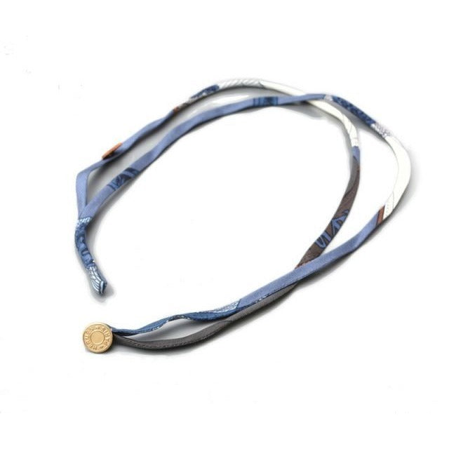 Hermes Choker Bangle Serie Necklace Bracelet Petit H Silk Blue