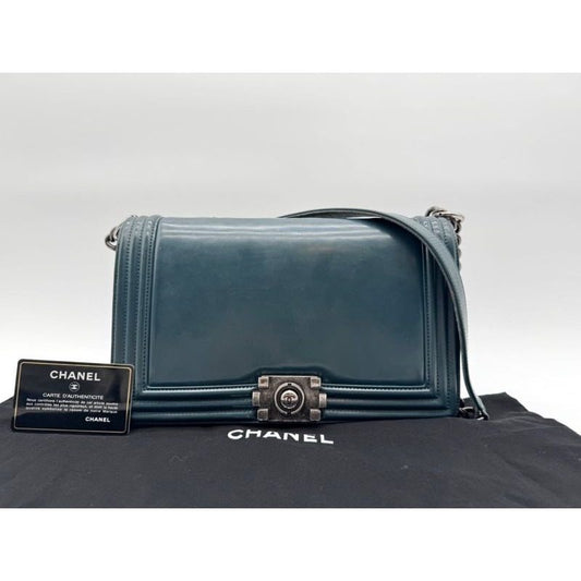 Chanel Shoulder Bag Boy CC Logo Leather with Shield Chain