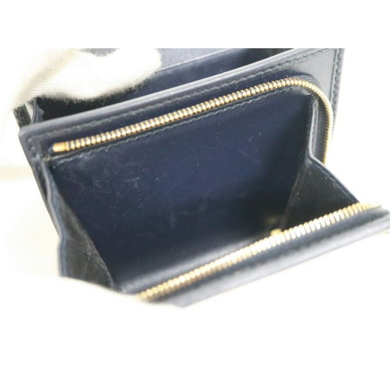 Gucci Bifold Wallet Horsebit Canvas Leather Gold Beige Navy — view 7