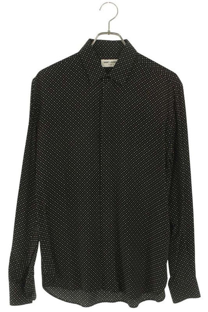Saint Laurent Paris 646850 Y2e62 Silk Dot Long Sleeve Shirt Men's 38
