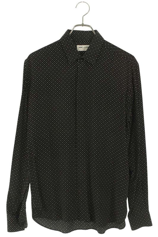 Saint Laurent Paris 646850 Y2e62 Silk Dot Long Sleeve Shirt Men's 38