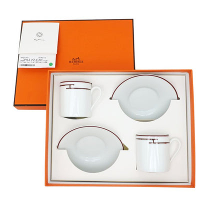 Hermes Rhythm Cup Saucer Set Of 2 White Cles Silver Pottery Accessories