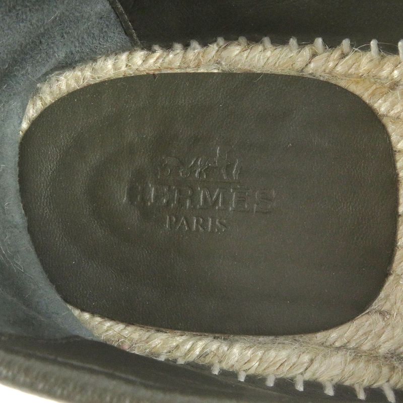 Hermes Trip Leather H Logo Motif Espadrille Moccasin Loafers Khaki 41 Storage