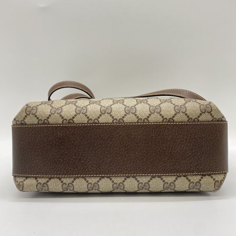 Gucci Old Gucci 001 113 6165 Shoulder Bag GG Supreme Leather Beige Brown Ladies
