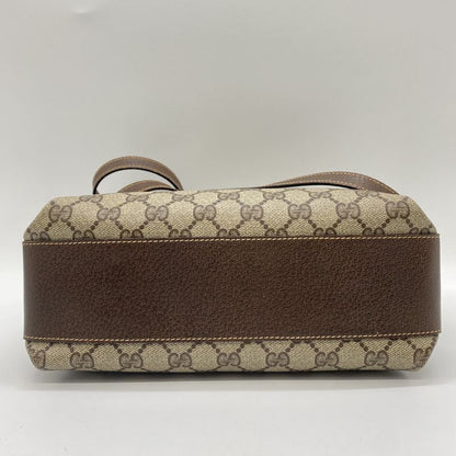 Gucci Old Gucci 001 113 6165 Shoulder Bag GG Supreme Leather Beige Brown Ladies