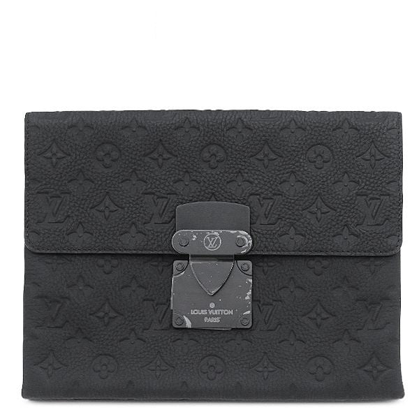 Louis Vuitton Clutch S Lock Pochette Leather Monogram Shadow Black Second