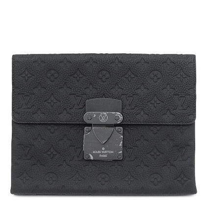Louis Vuitton Clutch S Lock Pochette Leather Monogram Shadow Black Second