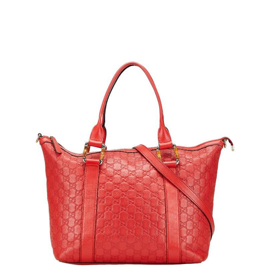 Guccissima Bamboo Handbag Shoulder Bag 2WAY 339548 Red Leather Ladies Gucci