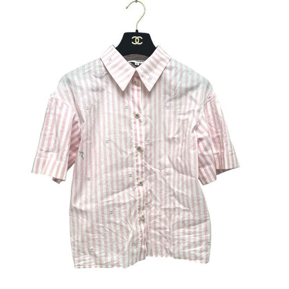 Chanel Short Sleeve Shirt Coco Beach Stripe P76220 Cotton Pink