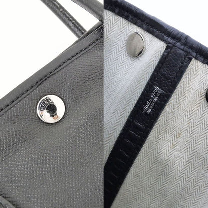 Hermes Garden Party T PM 30 Black Epson T Engraved Leather Hand Tote Bag