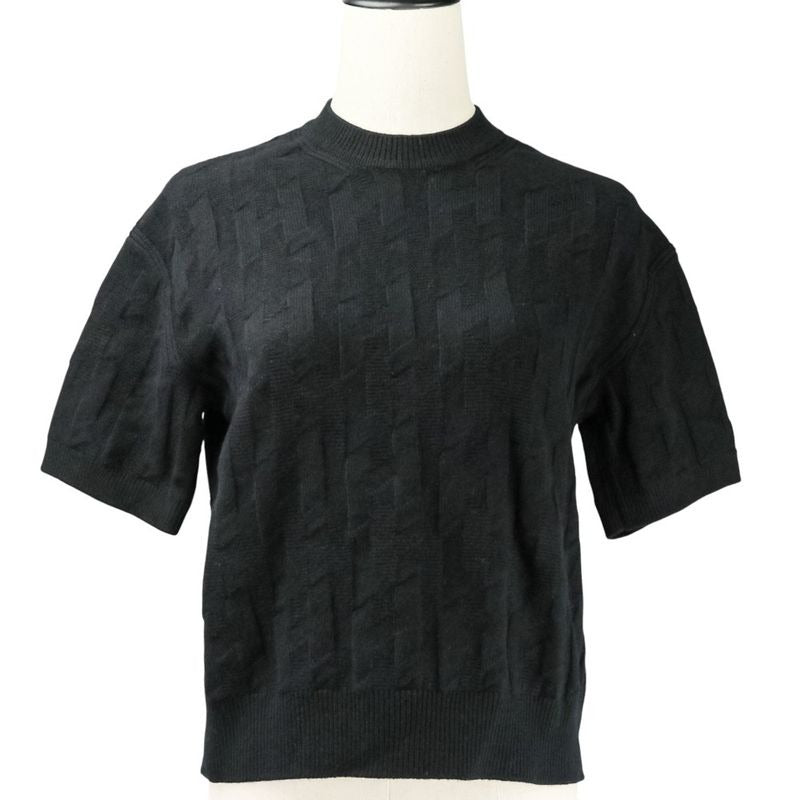 Hermes Short Sleeve H Jacquard Knit Sweater Size 36 Black 24AW