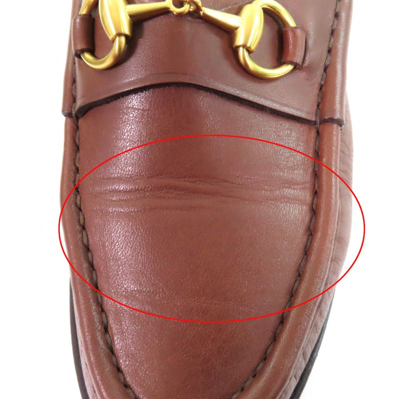Gucci 101 6105 Horsebit Leather Loafer Shoes Brown Gold Hardware 6 With Box And
