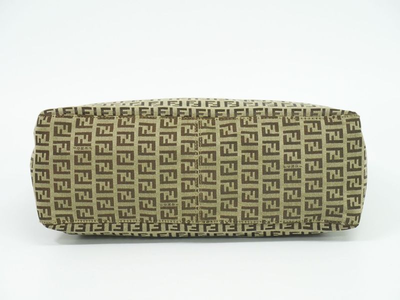 Authentic Fendi Zucchino Tote Handbag Canvas Beige 8bh138 Zucchino Bag Pre-owned