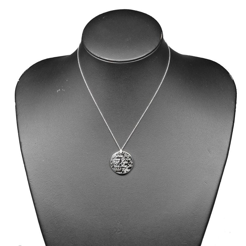 Tiffany & Co Notes Round Tag Silver 925 Ladies 9g Necklace