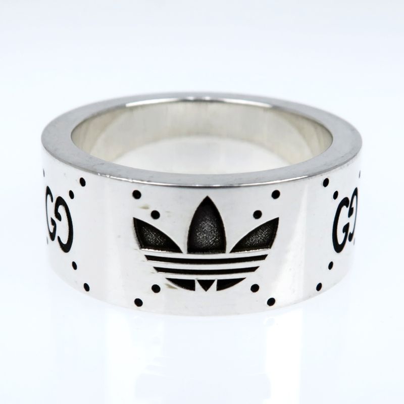 Gucci Adidas Collaboration Ring Engraving Wide Trefoil 17 Ag925 Jewelry