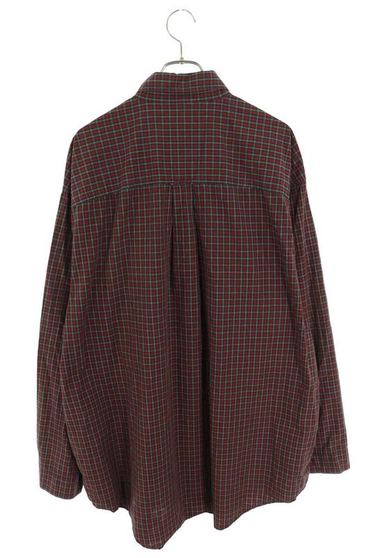 Balenciaga 658806 Tkm36 Checked Long Sleeve Shirt With Logo Embroidery Men's M