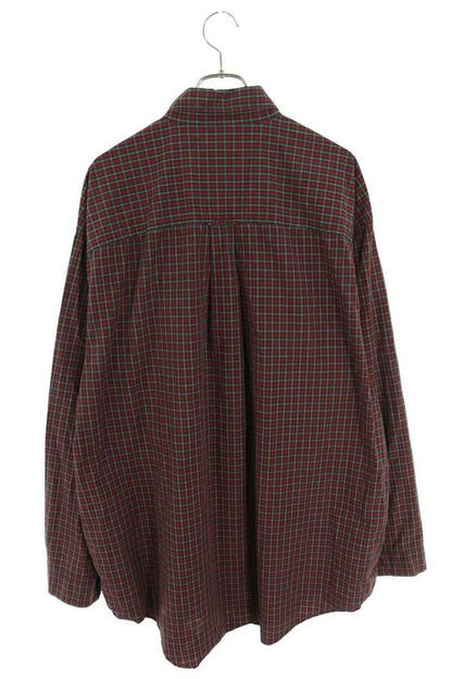 Balenciaga 658806 Tkm36 Checked Long Sleeve Shirt With Logo Embroidery Men's M