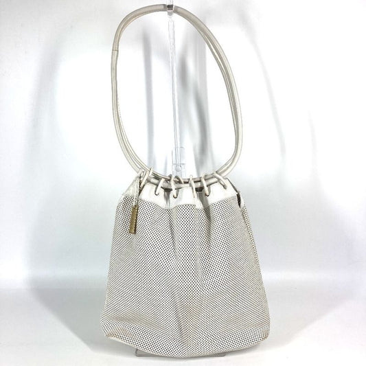 Gucci Shoulder Bag Perforated Mesh Logo 90644 Leather White