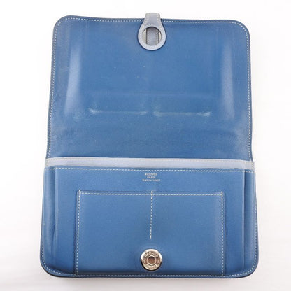 Hermes Dogon Calf Blue □R Unisex Long Wallet