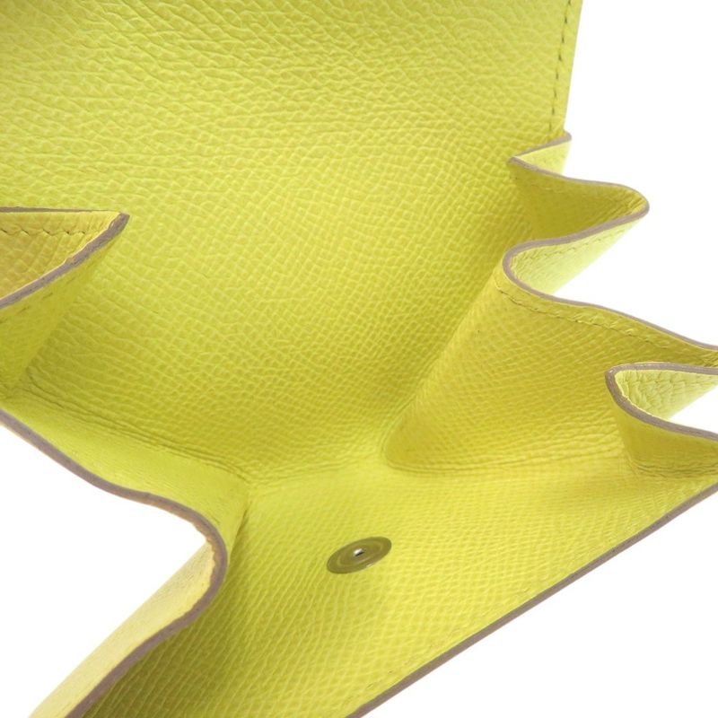 Hermes Le Van Cattle Coin Case Epson Lime Stamped Q Coin Purse 0448 Hermes