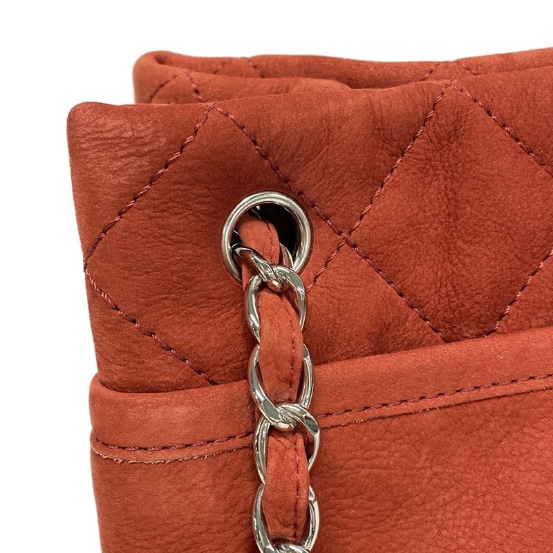 Chanel Tote Bag Matelasse Red Chain Shoulder / Silver Hardware / Coco Mark