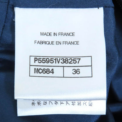 CHANEL P55951v38257 Lion Coco Button Cotton Tweed Skirt Navy Green Color 36