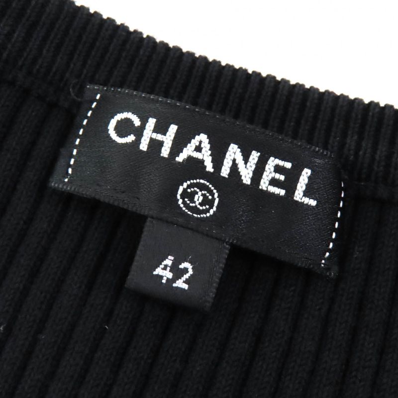 CHANEL P58595 Cotton Coco-mark Hardware All-woven Pattern Short-sleeved Knit