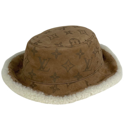Louis Vuitton Chapeau Monogram Shearling Bucket Hat Sheep Leather Brown