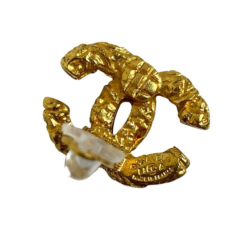 Chanel Vintage Coco Mark Lava Earrings Ear Cuff Accessories 93A
