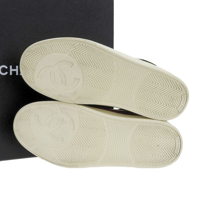 Boxed Ultra Chanel 2020 G35062 Coco Mark Gold Leather High Cut Sneakers Shoes