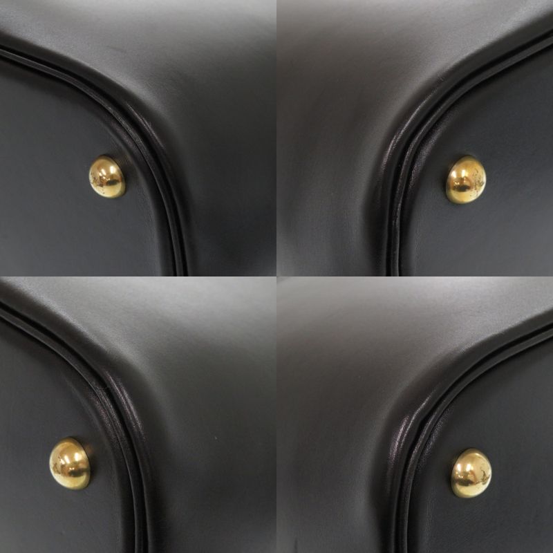 Hermes Bolide 35 Box Calf Black Gold Hardware □C Engraved Handbag Black 1657