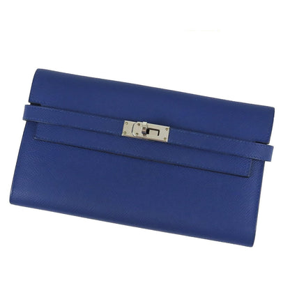 Hermes Kelly Wallet Long Blue Electric Silver Epsom