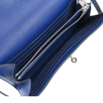 Hermes Kelly Wallet Long Blue Electric Silver Epsom — view 4