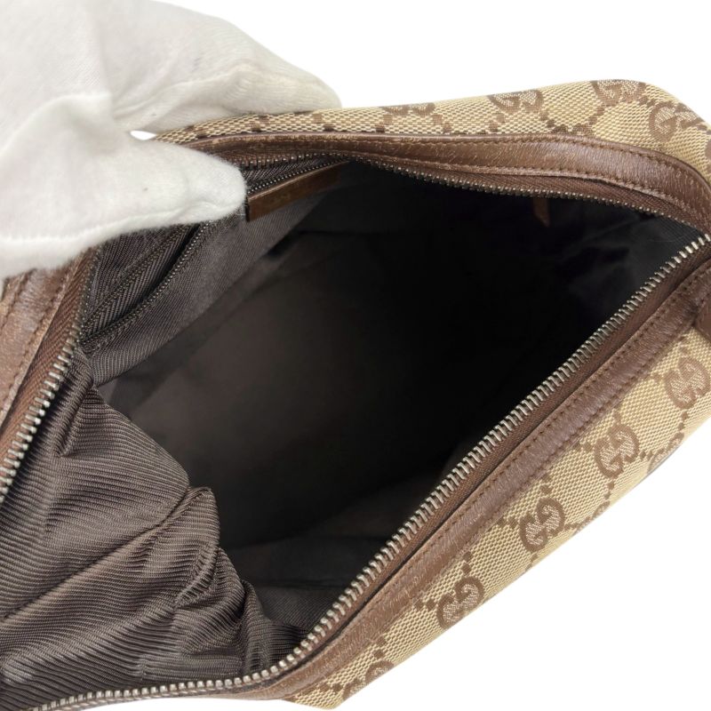 Gucci One Shoulder Bag GG Canvas Brown Leather Hobo Soho