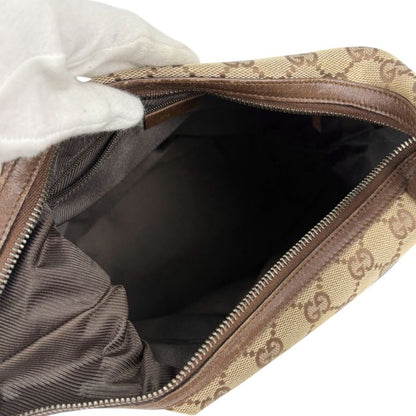 Gucci One Shoulder Bag GG Canvas Brown Leather Hobo Soho