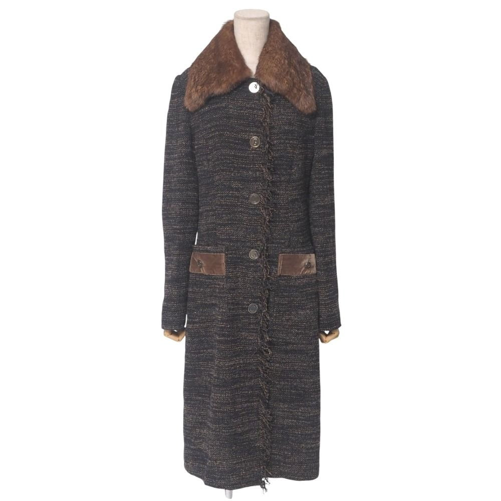 Dolce & Gabbana Coat 38 Tweed Knit Alpaca Cut Off Black