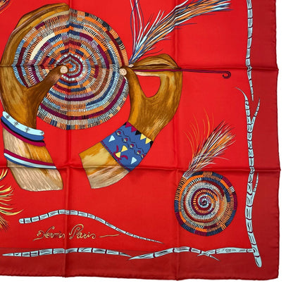 Hermes Scarf 100% Silk Carre 90 Magie Des Mains Charm of Handwork Red — view 5
