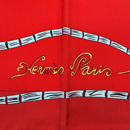 Hermes Scarf 100% Silk Carre 90 Magie Des Mains Charm of Handwork Red — view 7