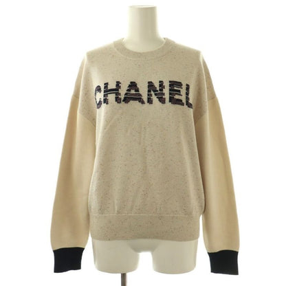 Chanel Cashmere Logo Knit Sweater Long Sleeve Blend 36