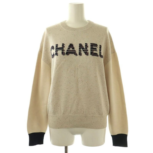 Chanel Cashmere Logo Knit Sweater Long Sleeve Blend 36