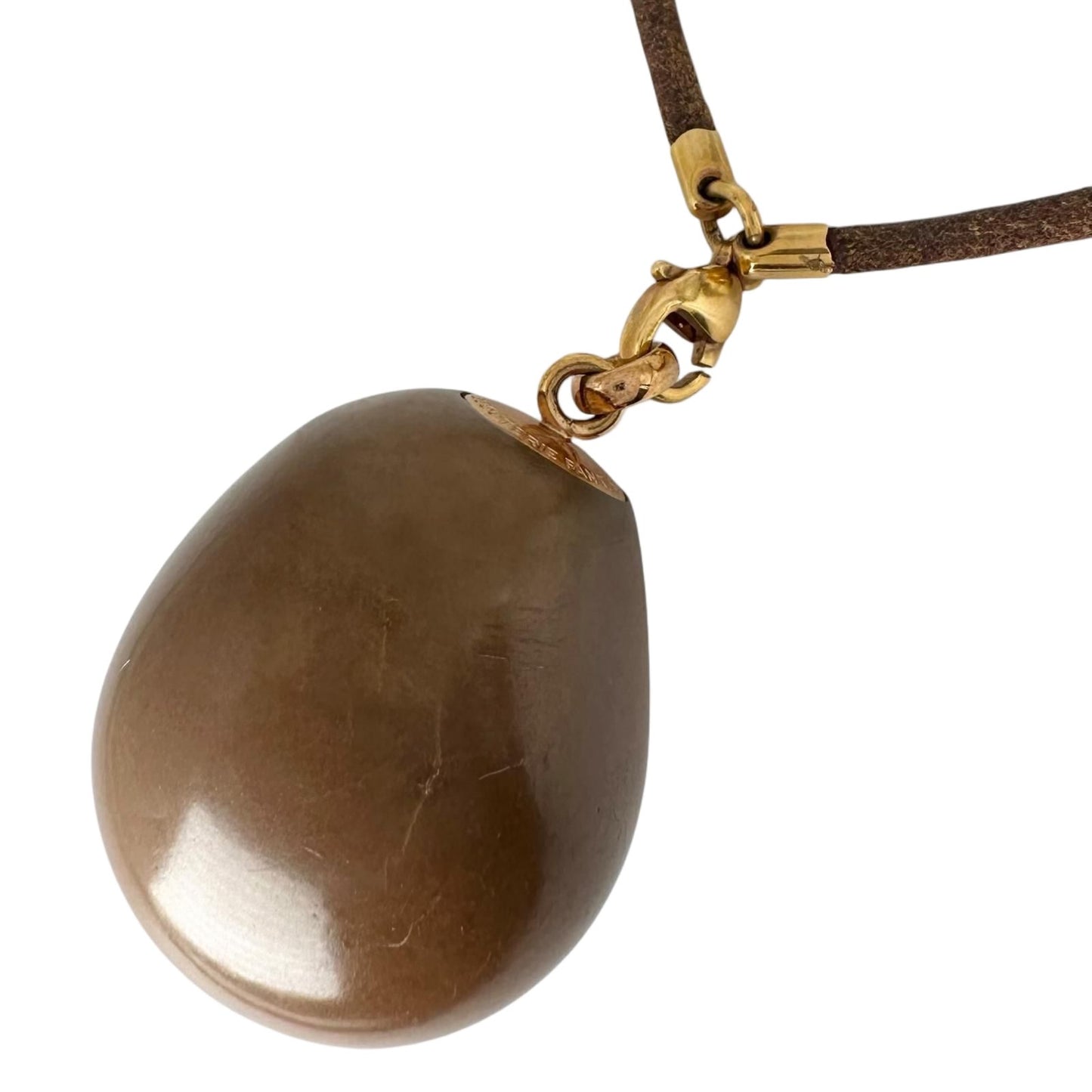 Hermes Wood Brown Necklace Gold — view 2