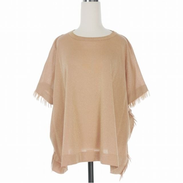 Brunello Cucinelli Fringe Knit Pullover Top L Pink Sweater